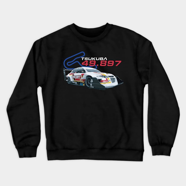 FIRE ANDO Escort Racing team tIME Attack record Tsukuba Mitsubishi Lancer Evolution IX Crewneck Sweatshirt by cowtown_cowboy